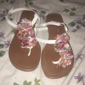 White floral sandals